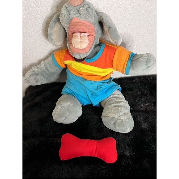 Vintage Rare 1986 Talking Wrinkles Dog Hand Puppet bone - Picture 1 of 4